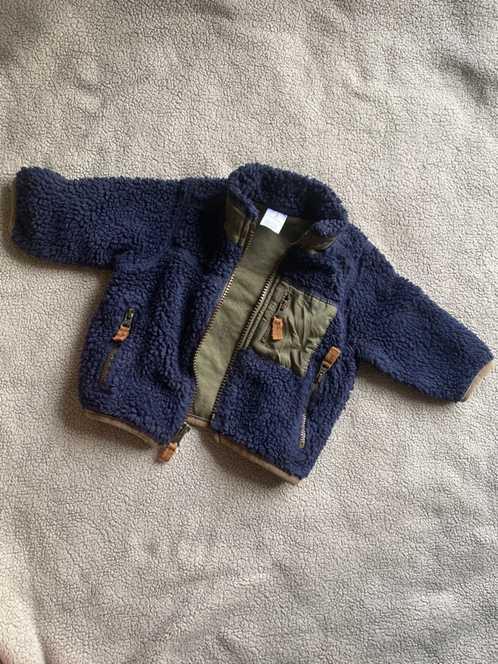 2/$10 - Carters 3m Sherpa Jacket Zip Up Green and Blue